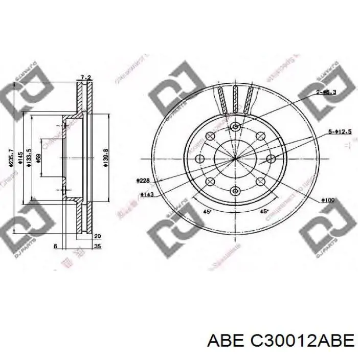 Передний тормозной диск ABE C30012ABE