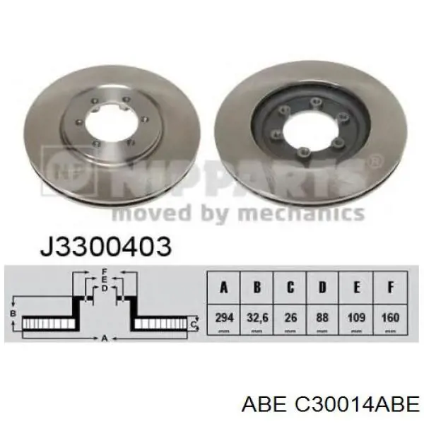 Передний тормозной диск ABE C30014ABE