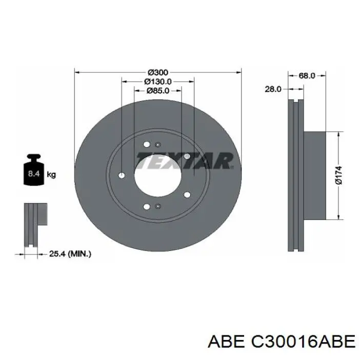 Диск гальмівний передній C30016ABE ABE