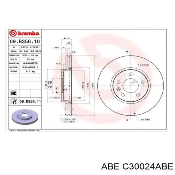 Купить C30024ABE ABE Ротор тормозной