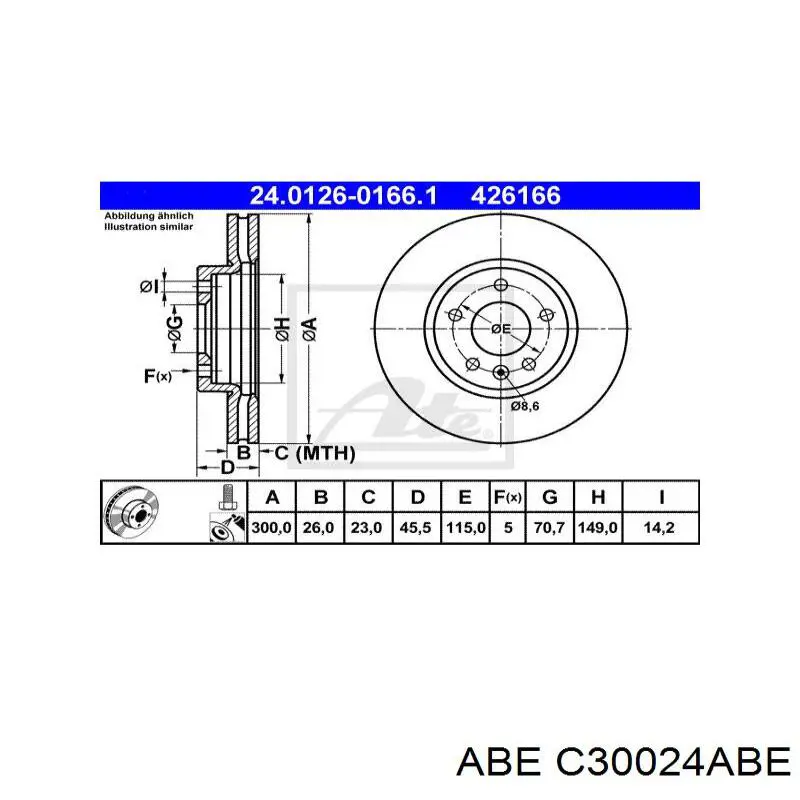 Передний тормозной диск ABE C30024ABE