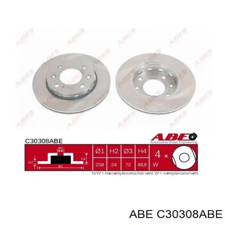 C30308ABE ABE Диск тормозной передний