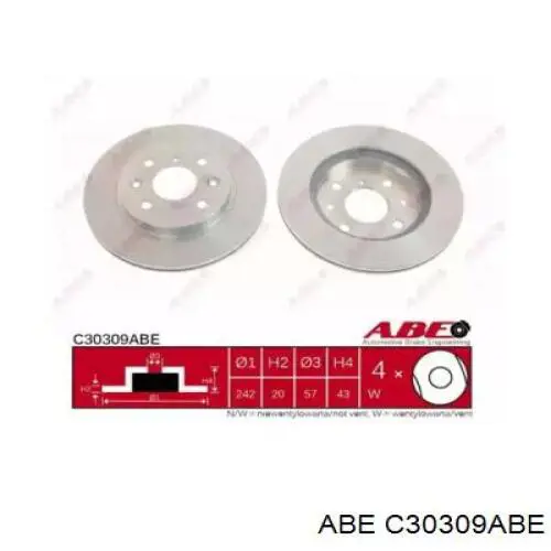 C30309ABE ABE диск тормозной передний