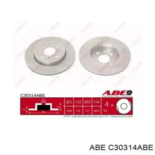 C30314ABE ABE диск тормозной передний