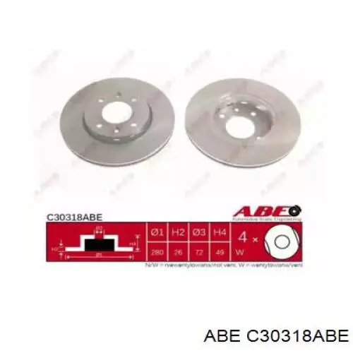 C30318ABE ABE диск тормозной передний