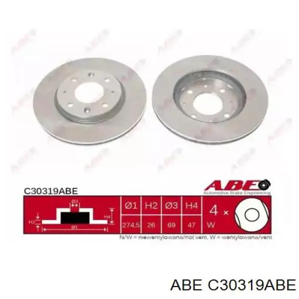 Тормоз дисковый передний ABE C30319ABE цена, от 31.63 USD