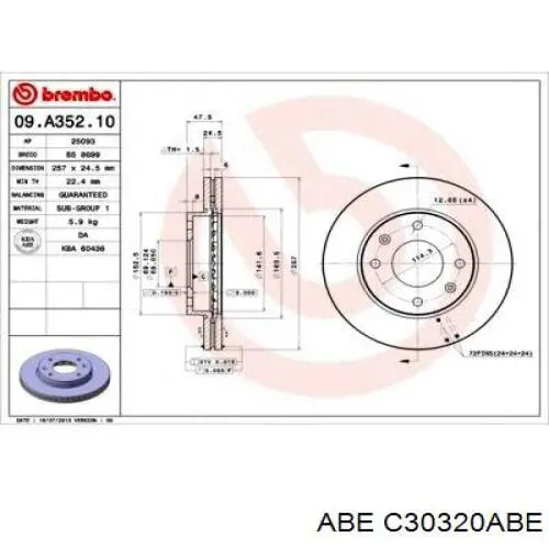 Передние тормозные диски C30320ABE ABE
