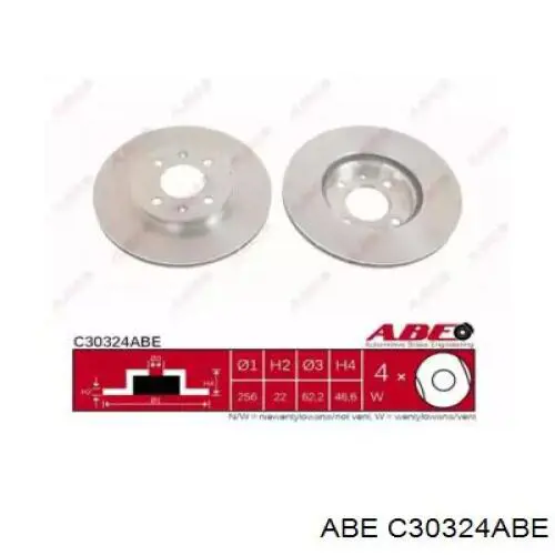 Диск гальмівний передній C30324ABE ABE