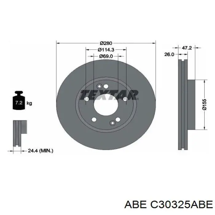 Передние тормозные диски C30325ABE ABE
