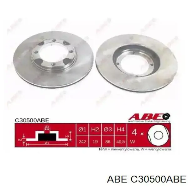 C30500ABE ABE диск тормозной передний