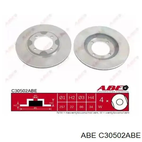 C30502ABE ABE диск тормозной передний