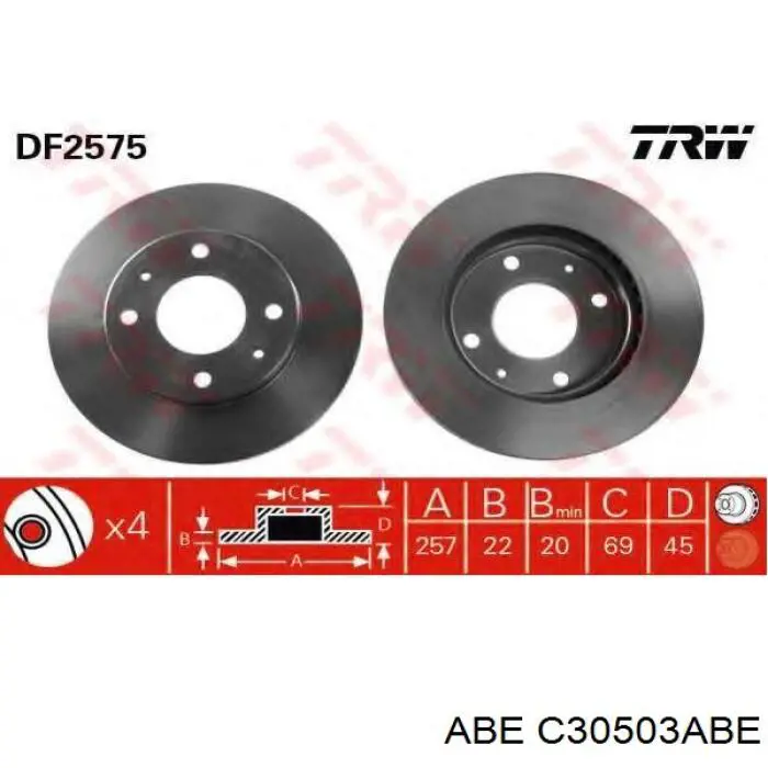 Передний тормозной диск ABE C30503ABE