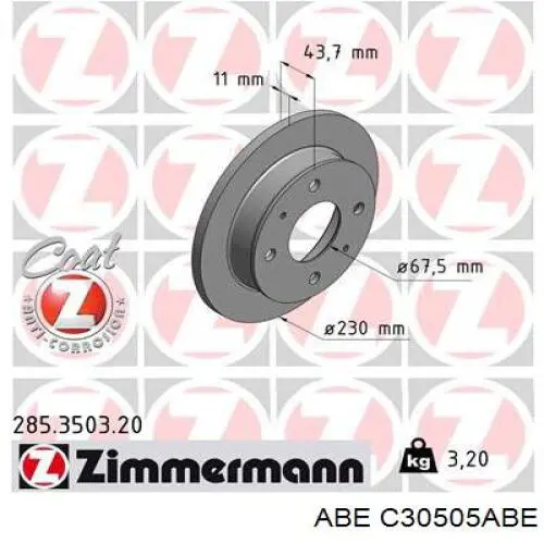C30505ABE ABE Диск тормозной передний