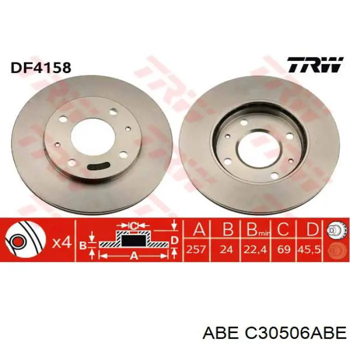 Тормоз дисковый передний ABE C30506ABE цена, от 18.37 USD