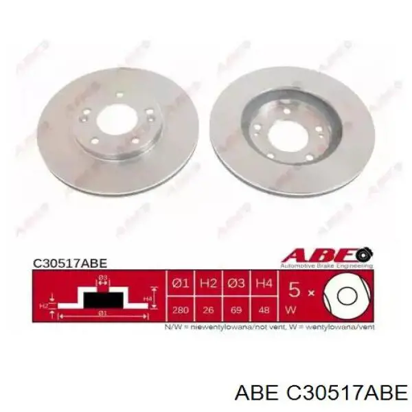 Передние тормозные диски C30517ABE ABE