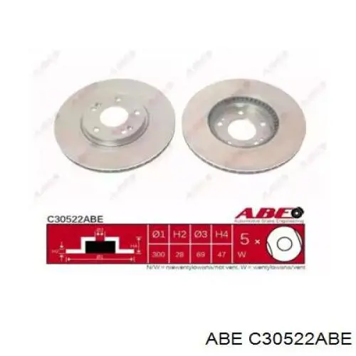 C30522ABE ABE Диск тормозной передний