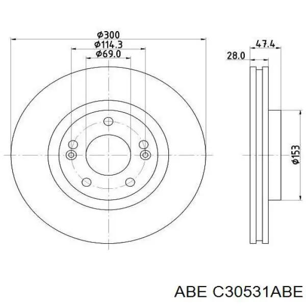 C30531ABE ABE Диск тормозной передний