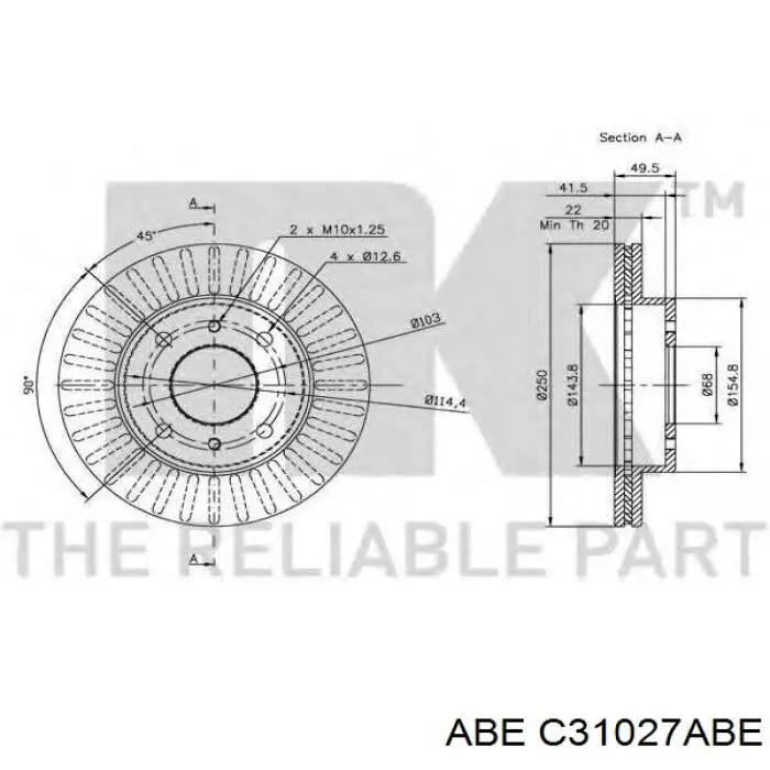 Передний тормозной диск ABE C31027ABE