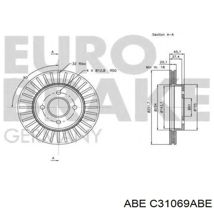 Передние тормозные диски C31069ABE ABE