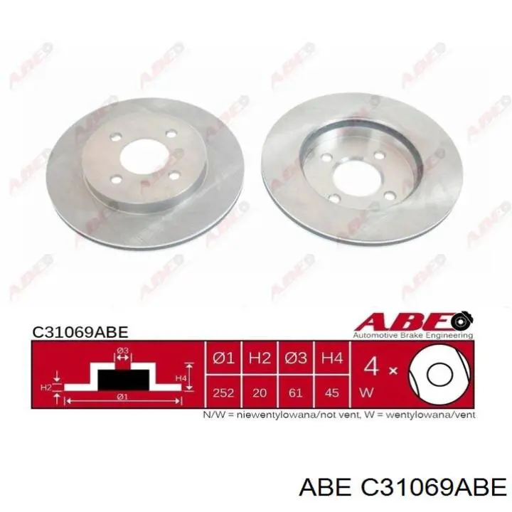 C31069ABE ABE диск тормозной передний