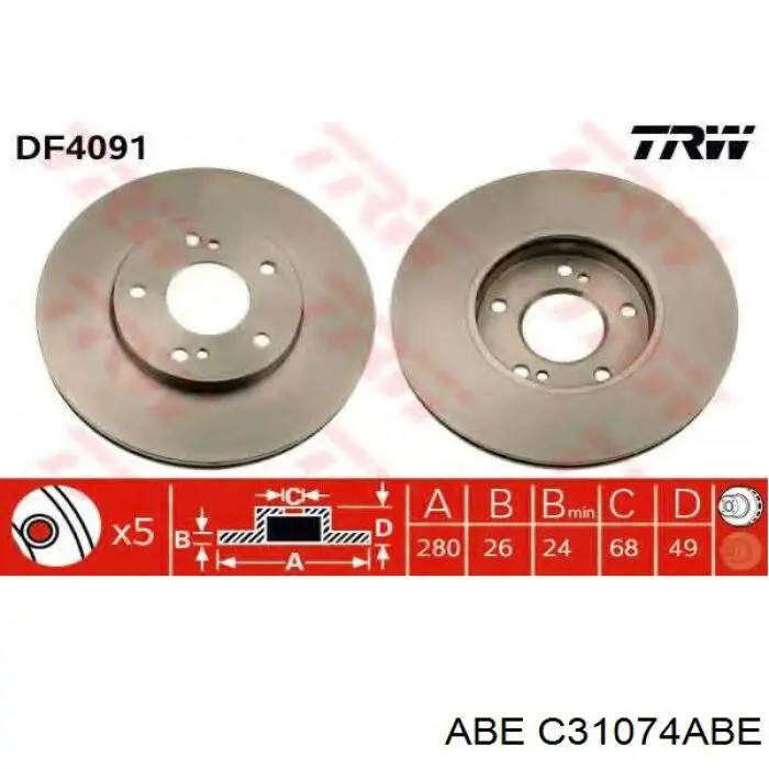 Передние тормозные диски C31074ABE ABE