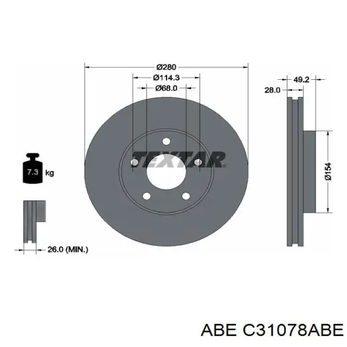 Купить C31078ABE ABE Ротор тормозной