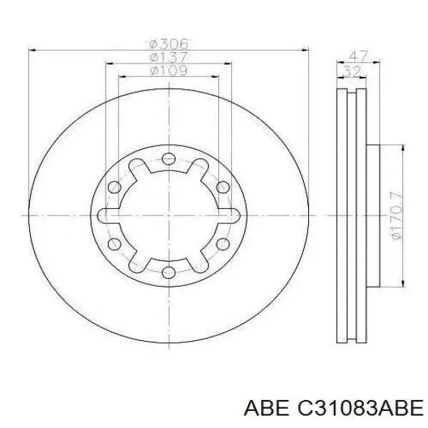 Тормоз дисковый передний ABE C31083ABE цена, от 41.16 USD