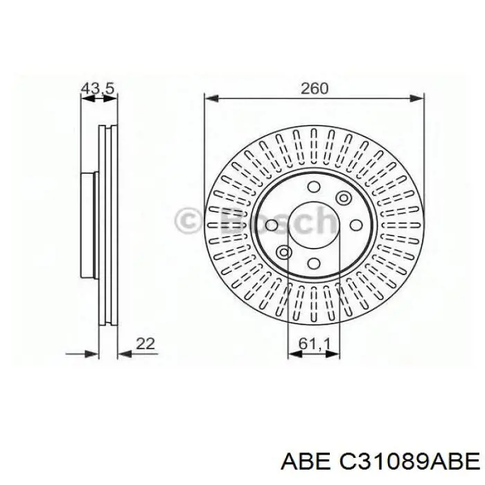 C31089ABE ABE Диск тормозной передний