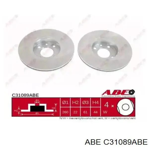 Диск тормозной передний ABE C31089ABE