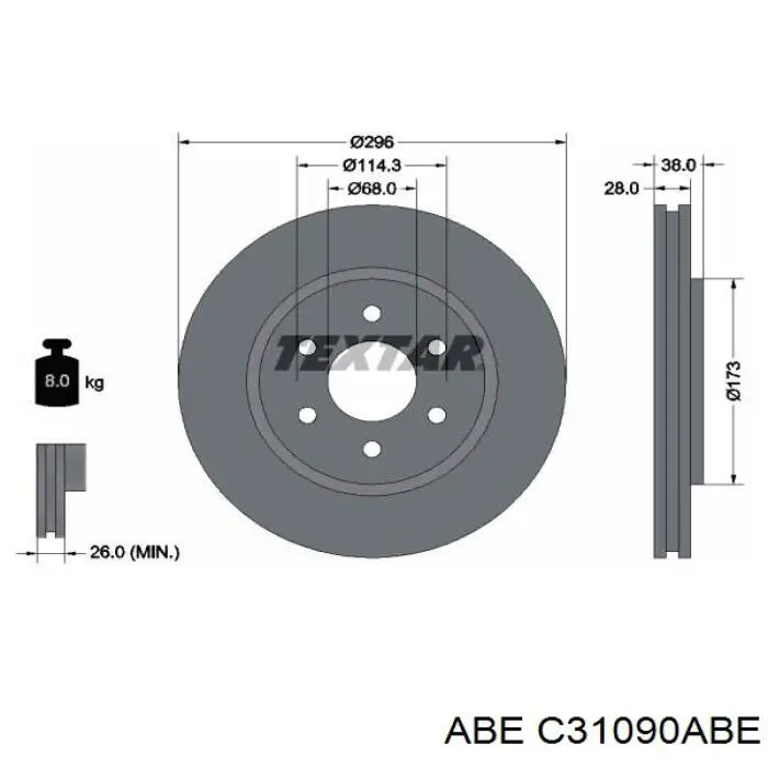 Передний тормозной диск ABE C31090ABE