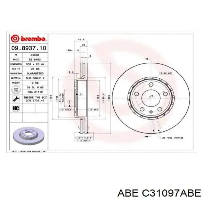 Купить C31097ABE ABE Ротор тормозной