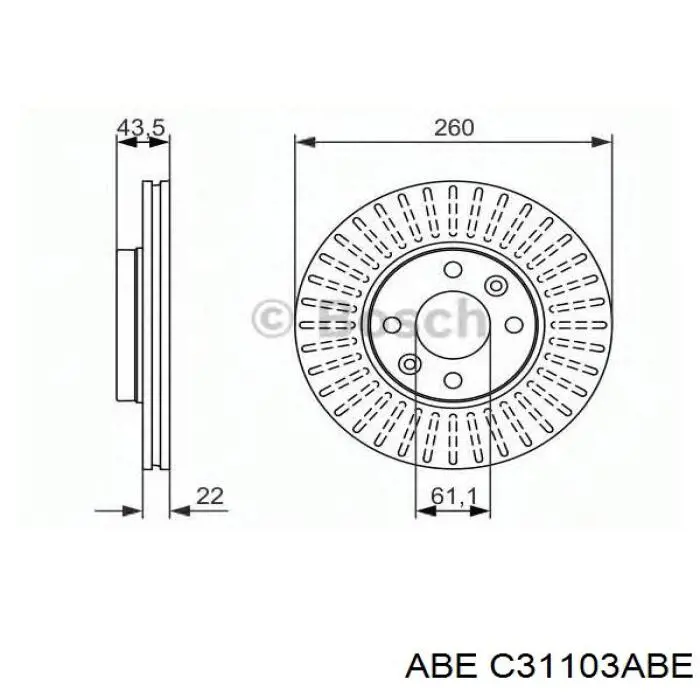 C31103ABE ABE Диск тормозной передний