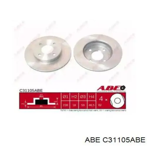 Передние тормозные диски C31105ABE ABE