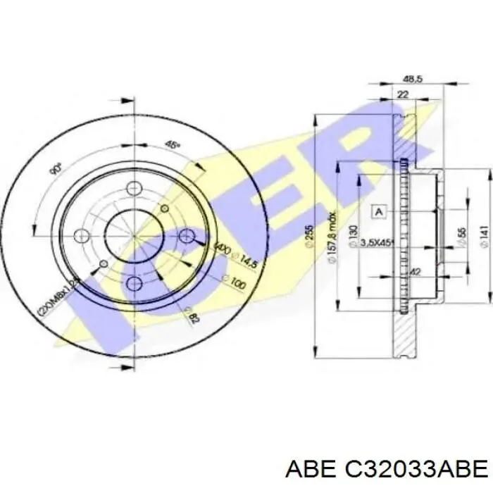 Передний тормозной диск ABE C32033ABE
