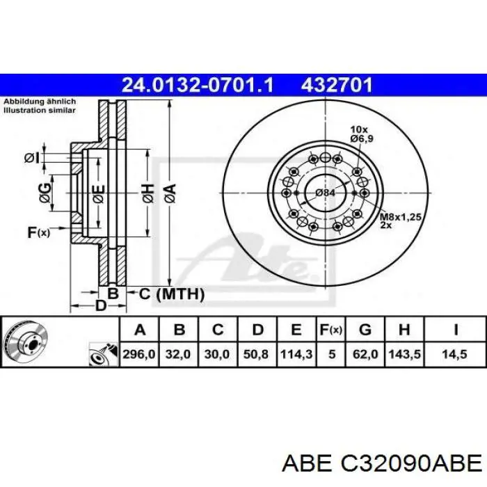 Передний тормозной диск ABE C32090ABE