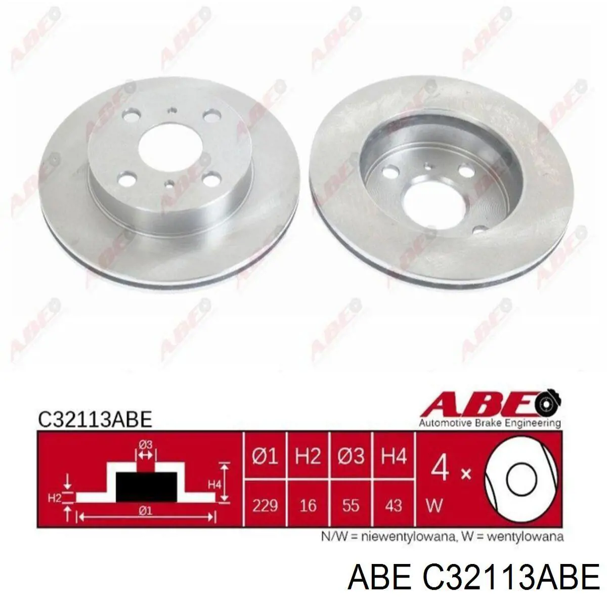 Передний тормозной диск ABE C32113ABE