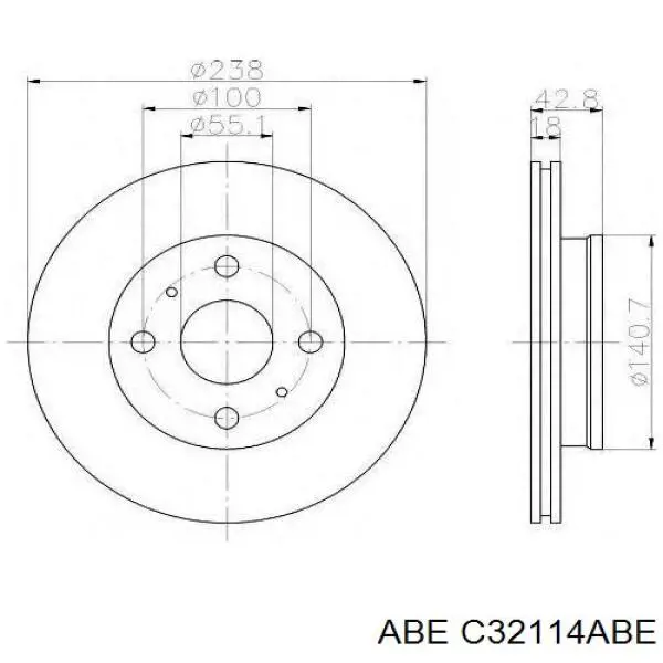 C32114ABE ABE Диск тормозной передний