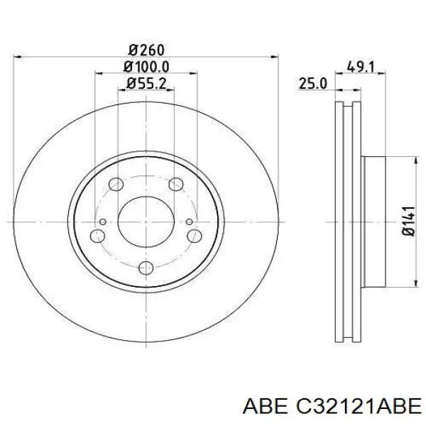 Передний тормозной диск ABE C32121ABE