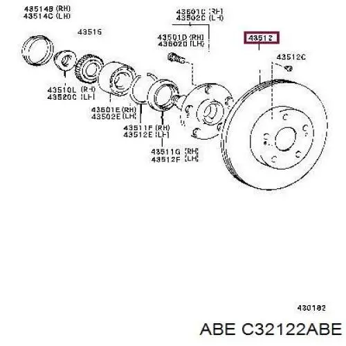 Тормоз дисковый передний ABE C32122ABE цена, от 68.62 USD