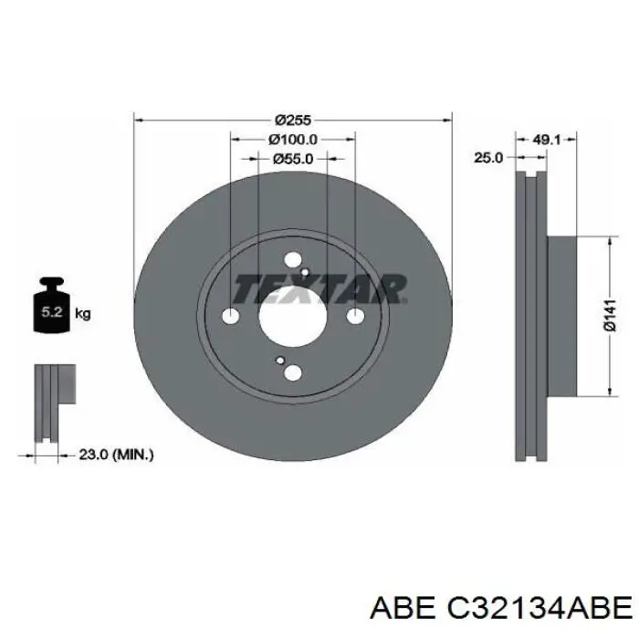 Диск гальмівний передній C32134ABE ABE