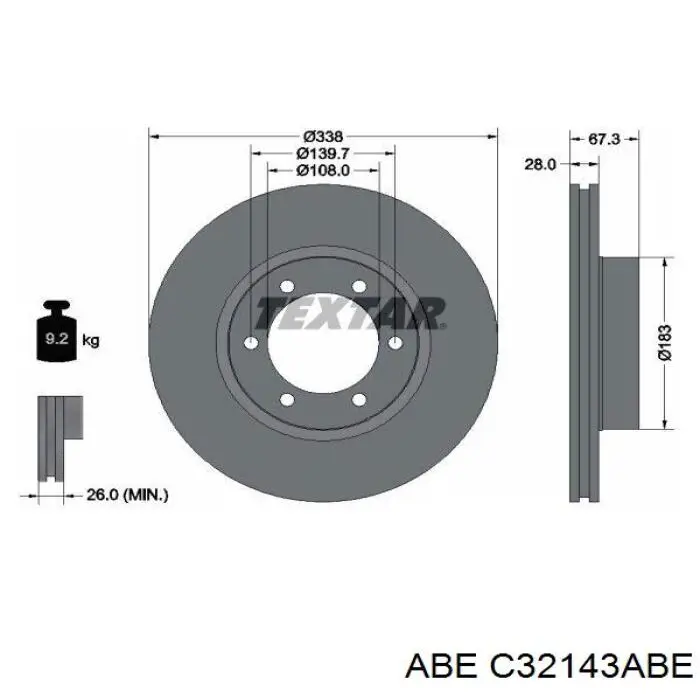 C32143ABE ABE Диск тормозной передний