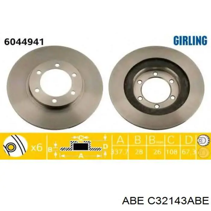 Передние тормозные диски C32143ABE ABE