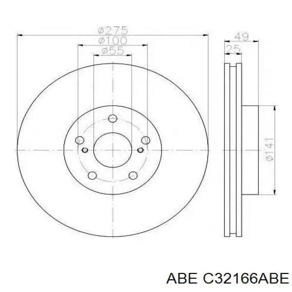 C32166ABE ABE Диск тормозной передний