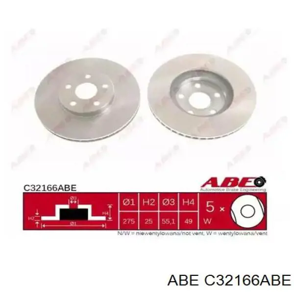 Передние тормозные диски C32166ABE ABE