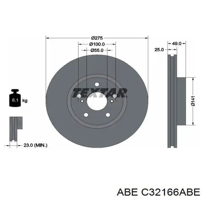 Диск гальмівний передній C32166ABE ABE