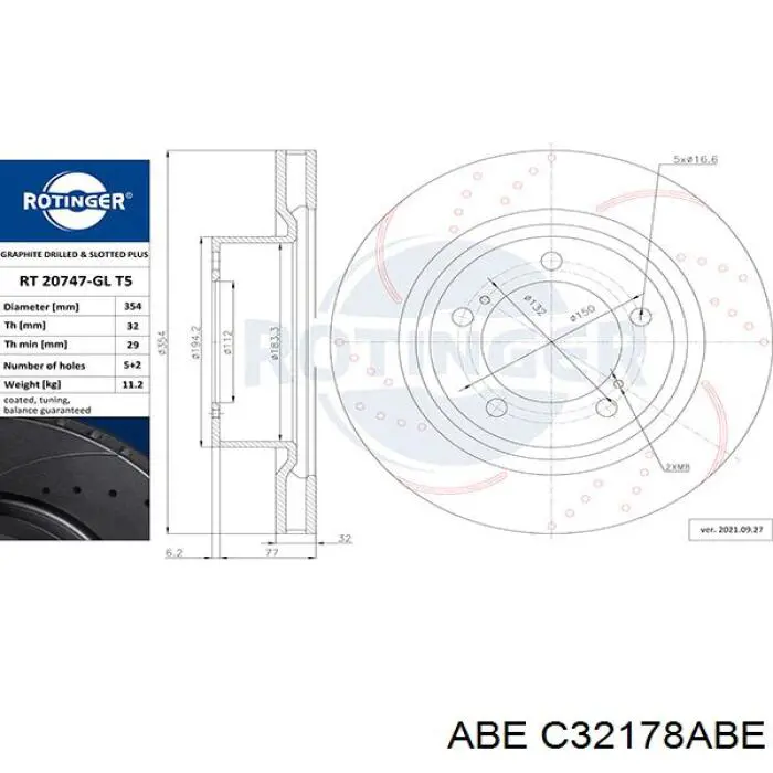 Передние тормозные диски C32178ABE ABE