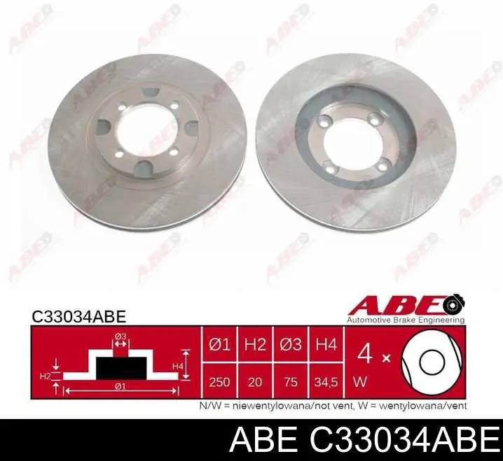 c33034 ABE диск тормозной передний