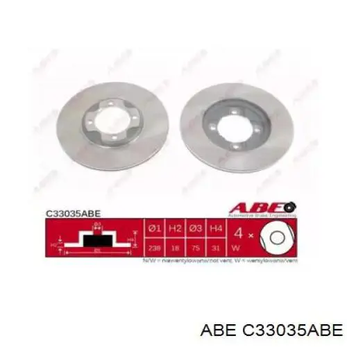 Передний тормозной диск ABE C33035ABE