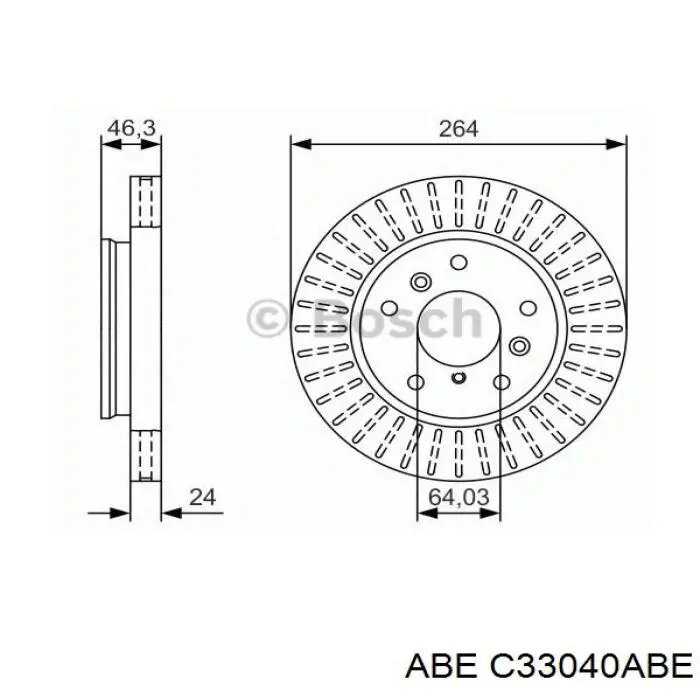 C33040ABE ABE Диск тормозной передний