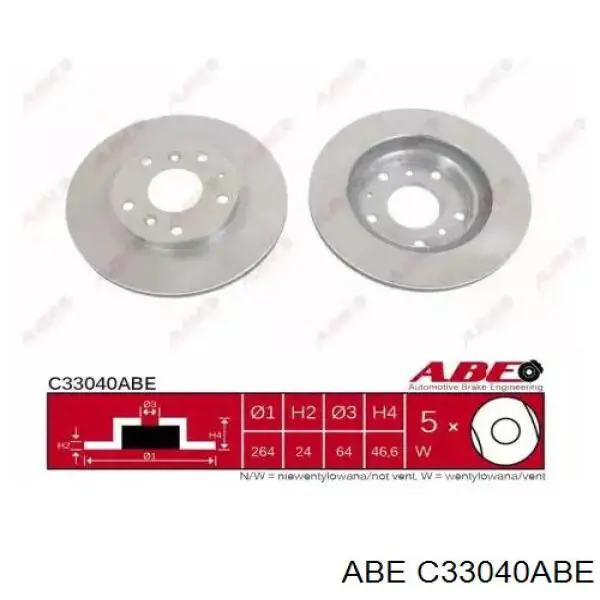C33040ABE ABE диск тормозной передний